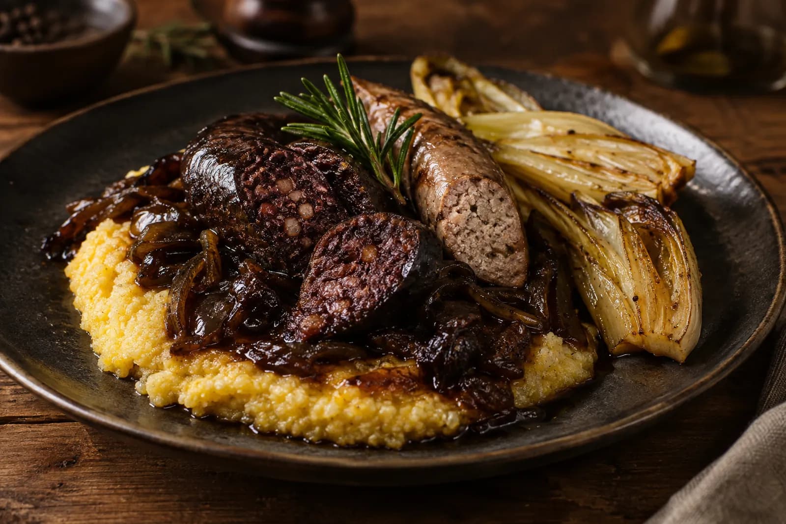 Blut- und Leberwurst an Balsamico mit Bramata
