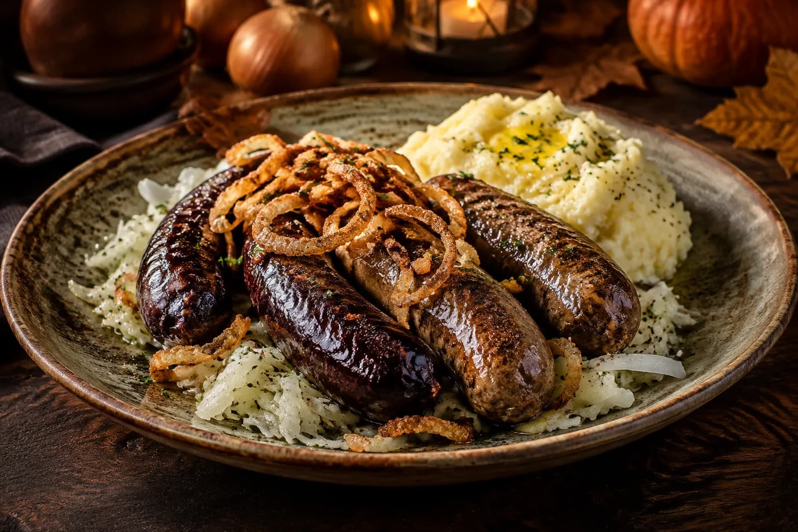 Blut- und Leberwürste mit Kabissalat
