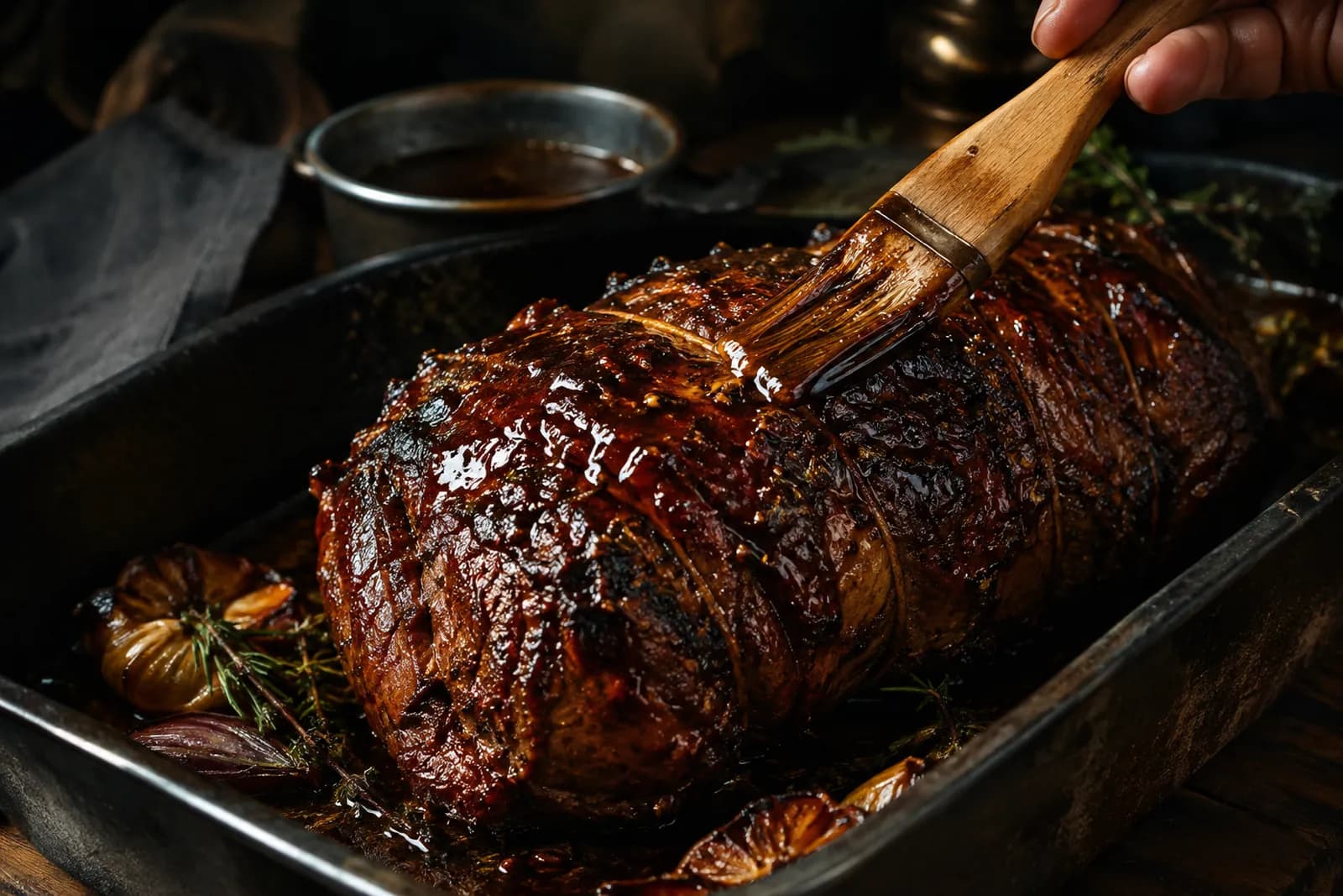 Braten glasieren