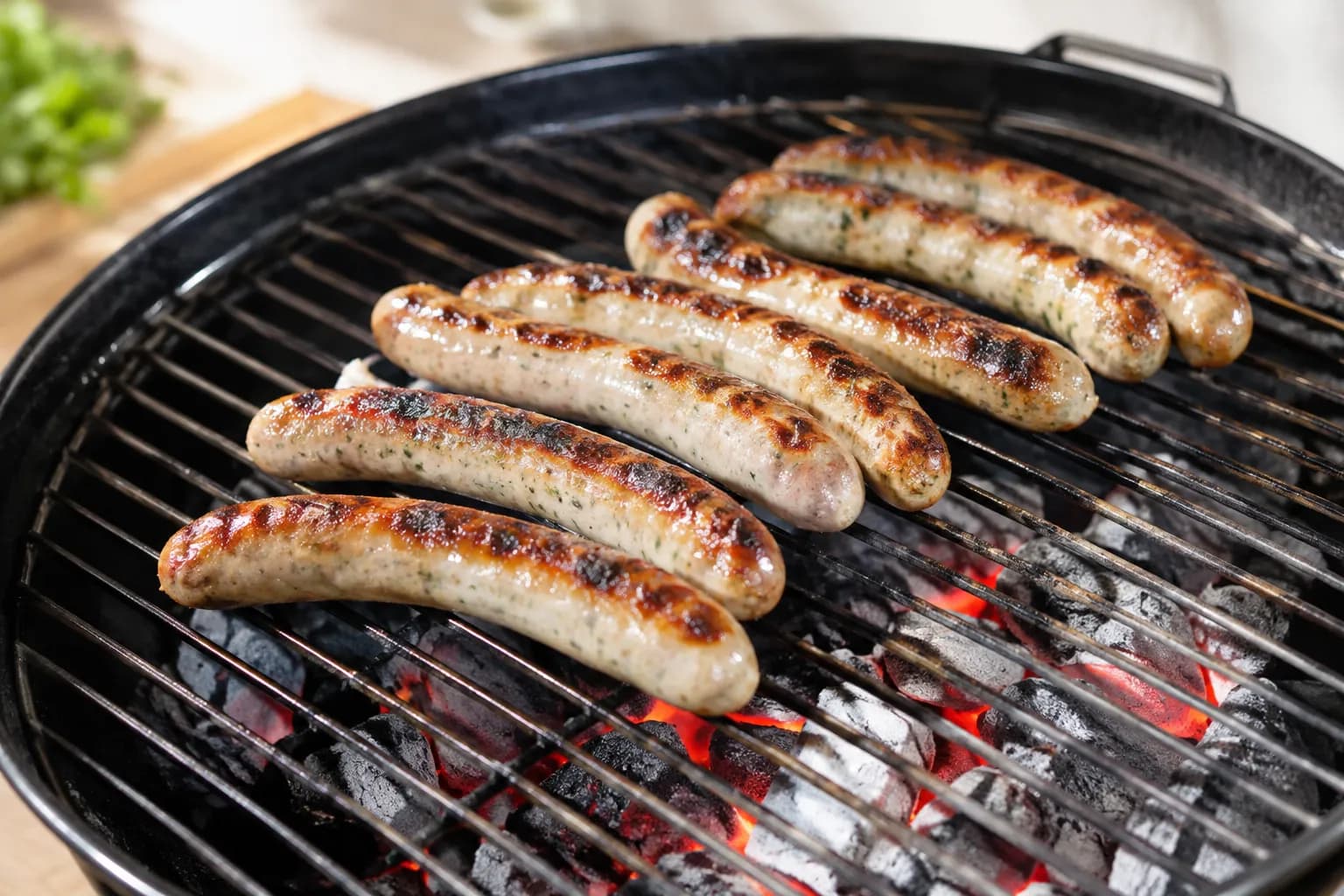Grobe Bratwürste bereit für den Grill