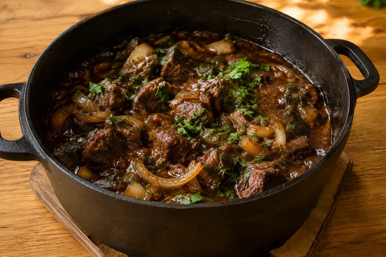 Carbonade Flamande: Rindsragout an Biersauce