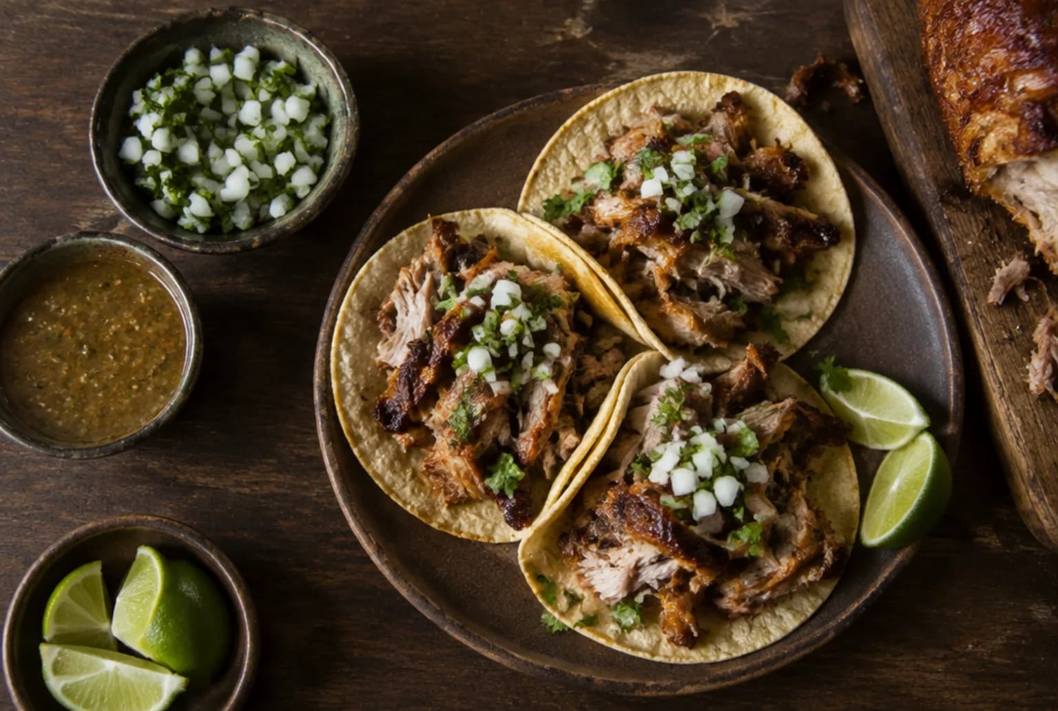 Carnitas: mexikanisches Schweinefleisch, geschmort und kross