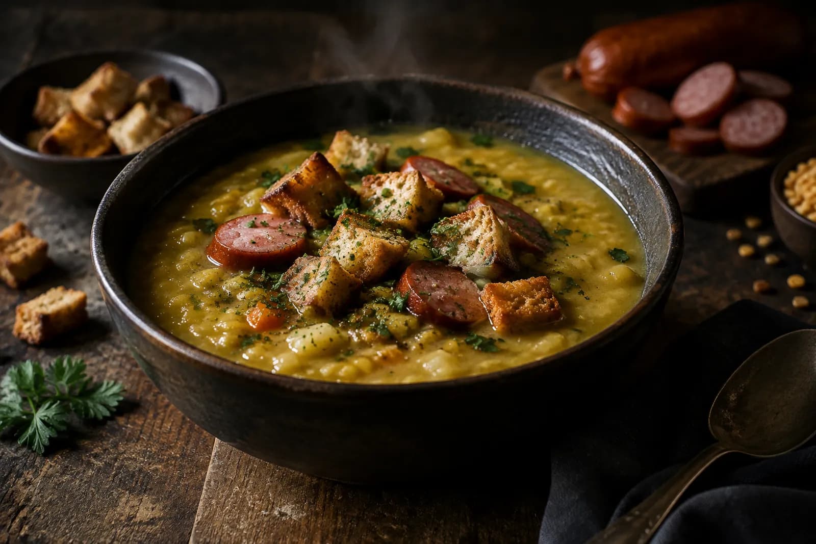 Erbsensuppe mit Wurst