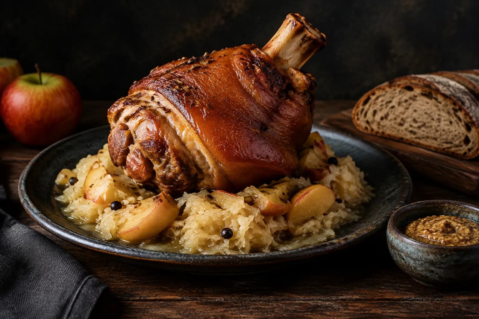 Gnagi auf Apfel-Sauerkraut