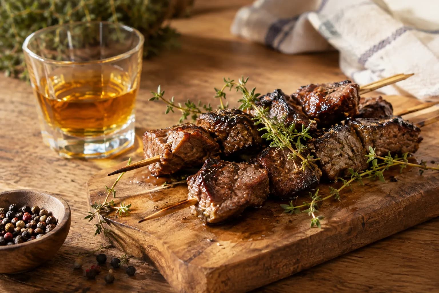 Grillierte Whisky-Würfel vom Entrecôte