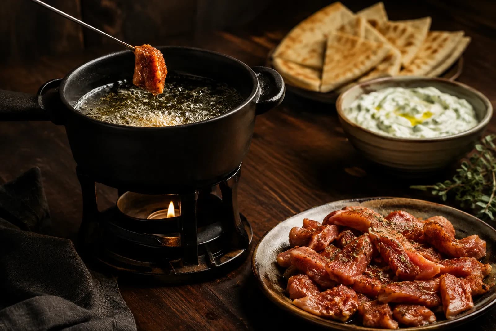 Gyros-Fondue