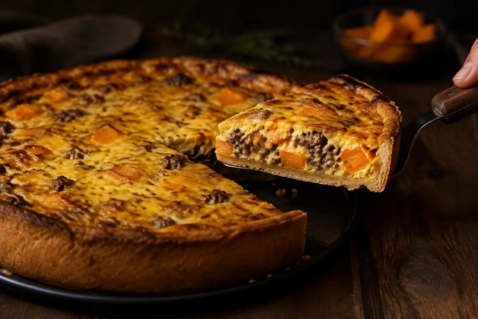 Hackfleisch-Quiche mit Kürbis