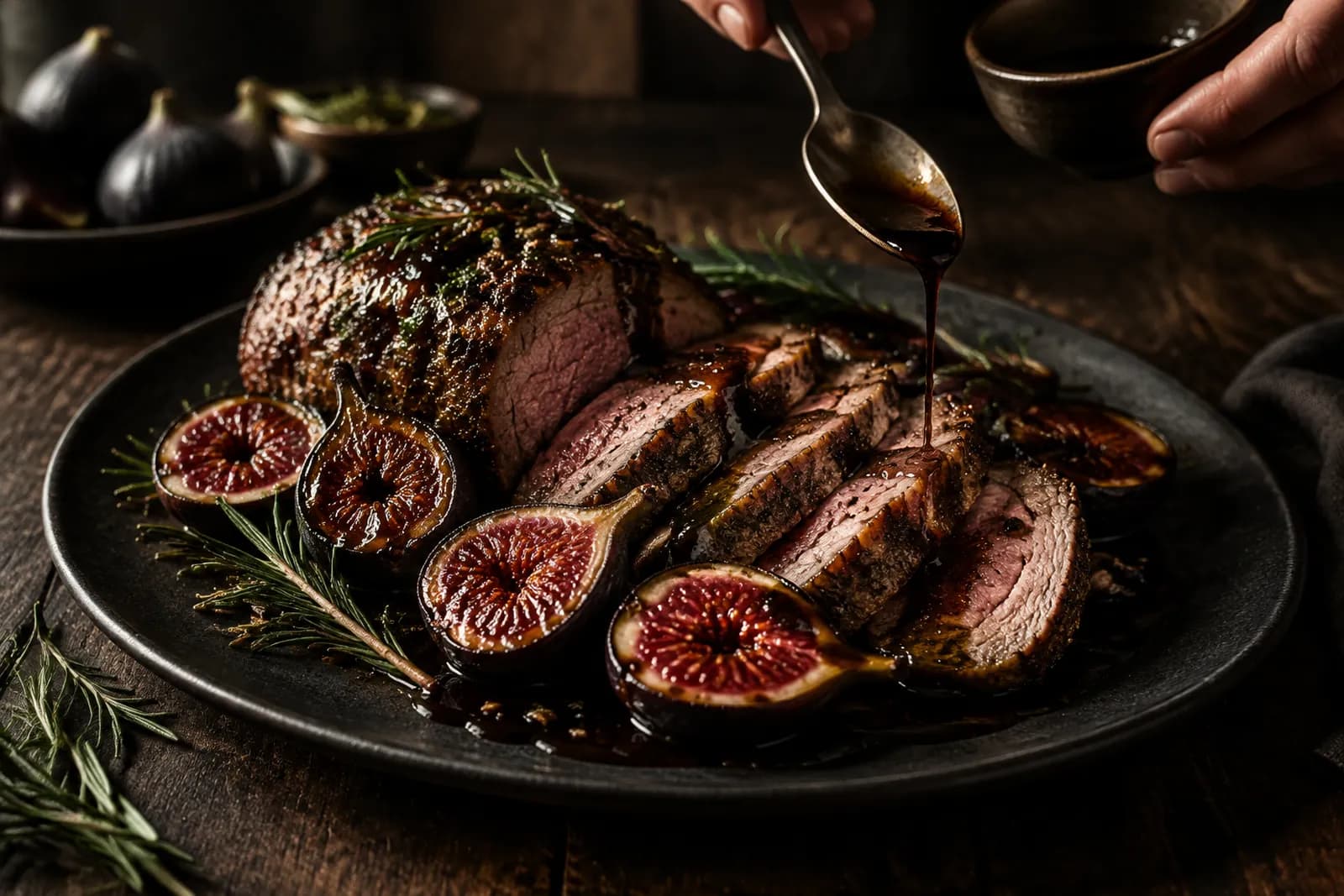 Kalbsbraten an Balsamico-Feigen