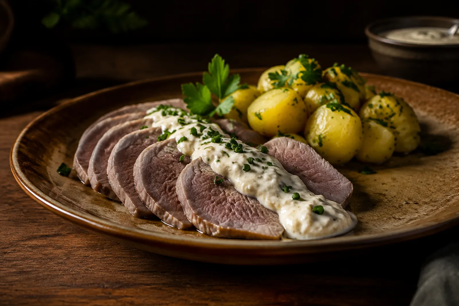 Kalbszunge mit Meerrettich