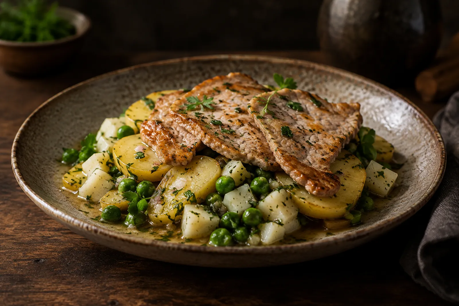 Kartoffel-Gemüse-Salat mit Kalbfleisch