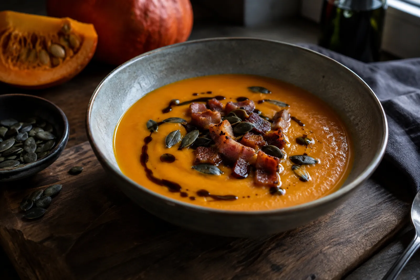 Kürbissuppe mit Speck