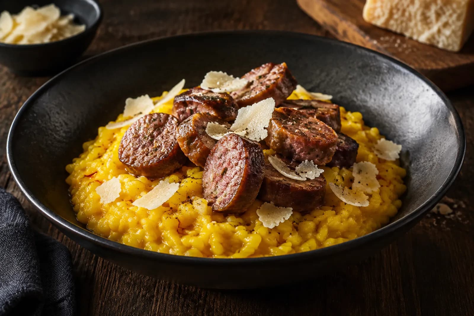 Luganighe mit Safranrisotto