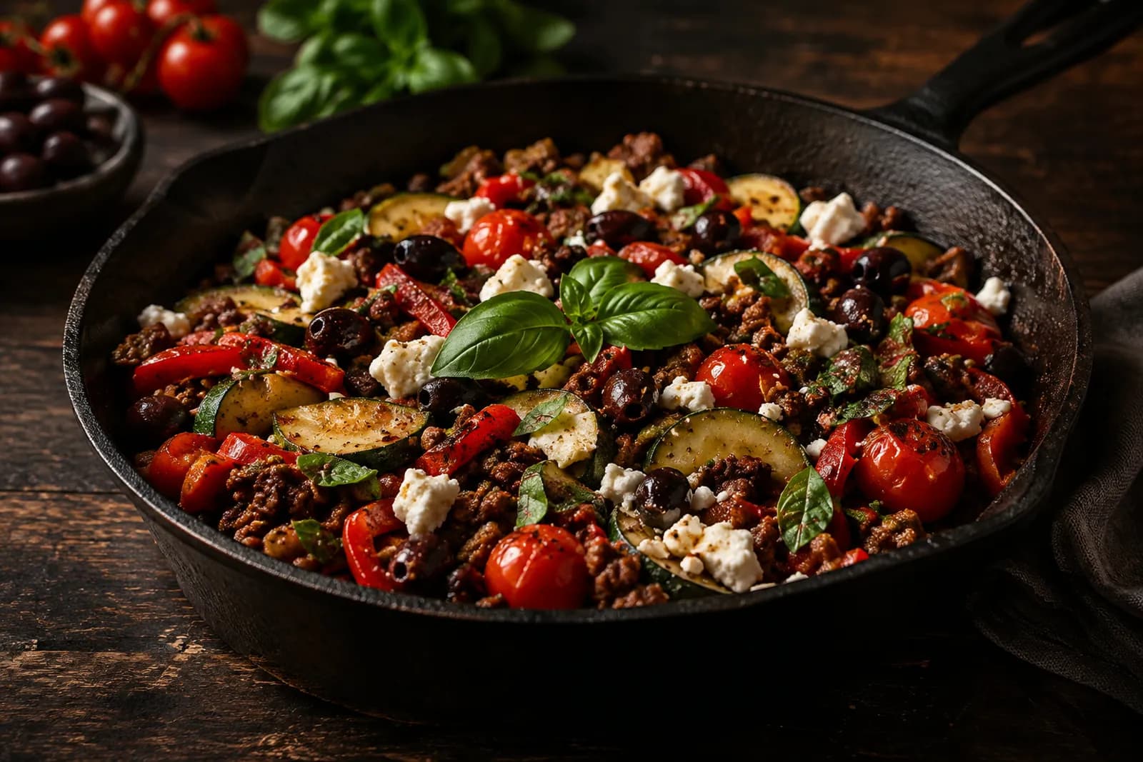 Mediterrane Gemüse-Hackfleisch-Pfanne