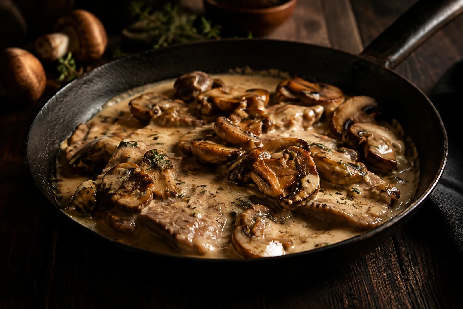 Pilzsauce für Fleisch: cremig und erdig