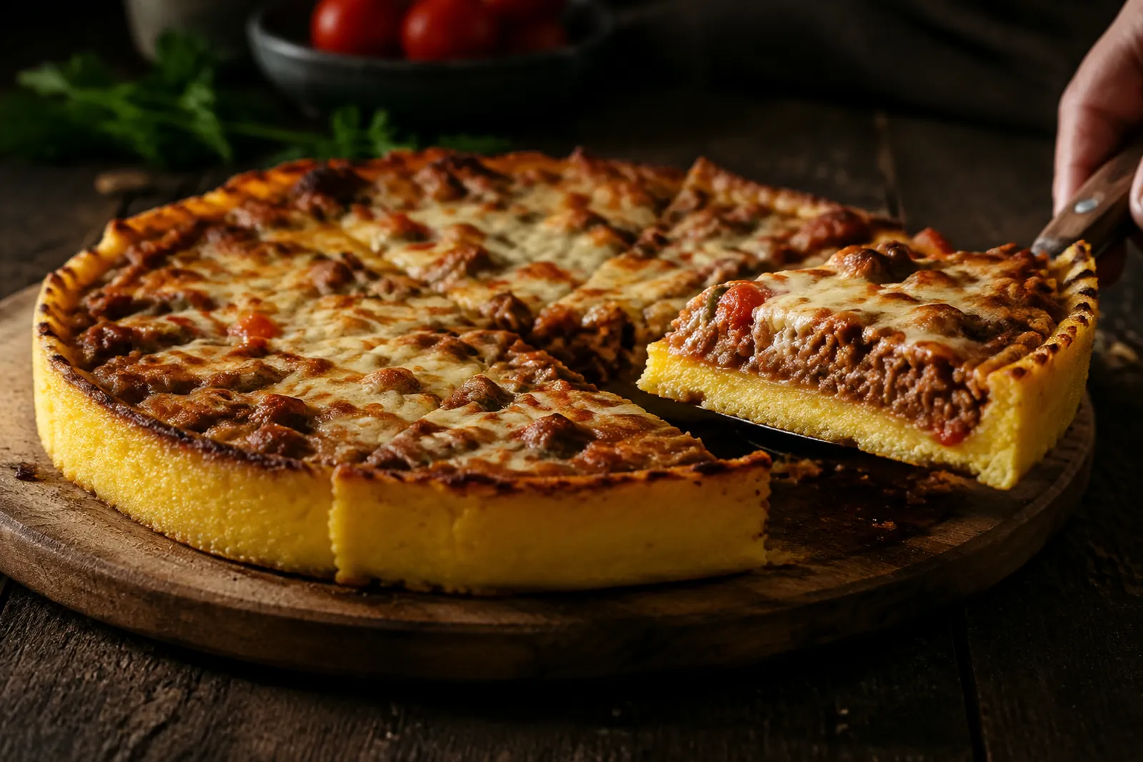 Polenta-Hackfleisch-Tarte