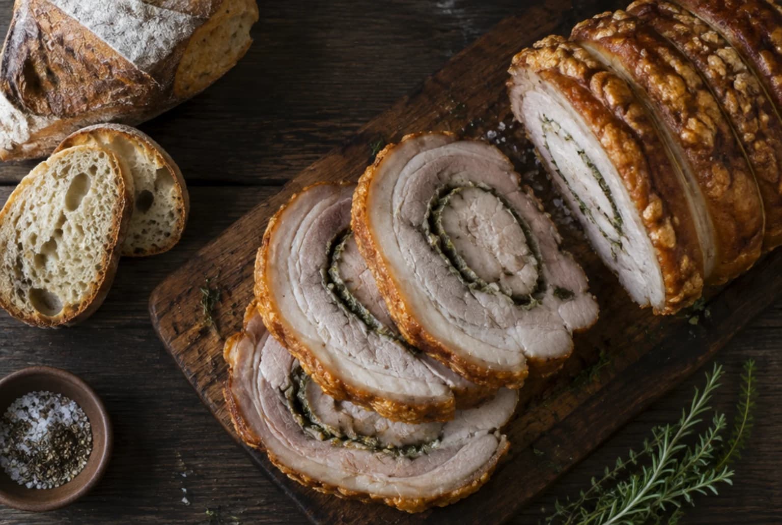 Porchetta: knuspriger gerollter Schweinebraten aus Italien