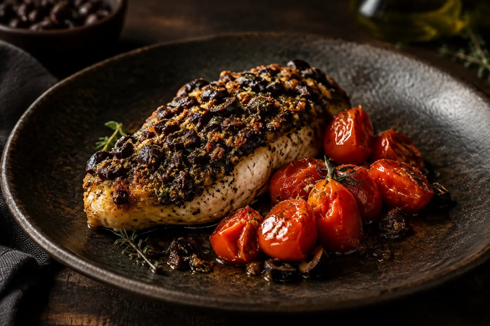 Pouletbrust mit Olivenkruste