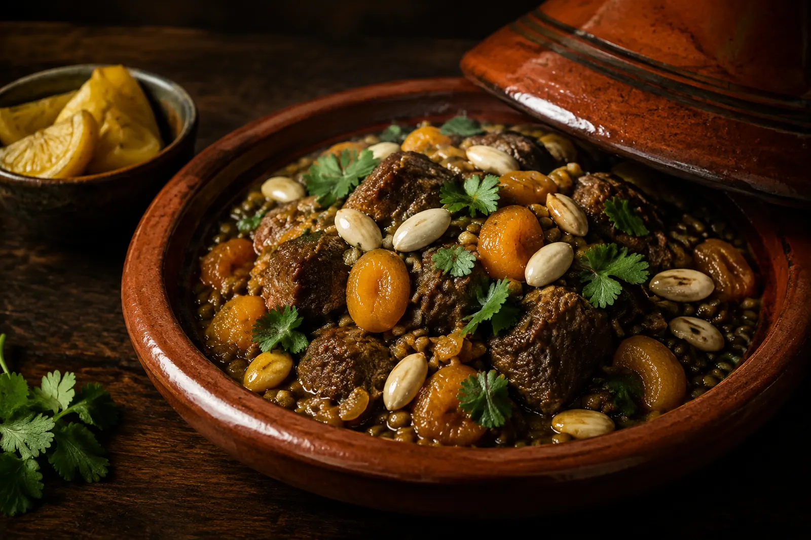 Rinds-Tajine mit Aprikosen und Linsen