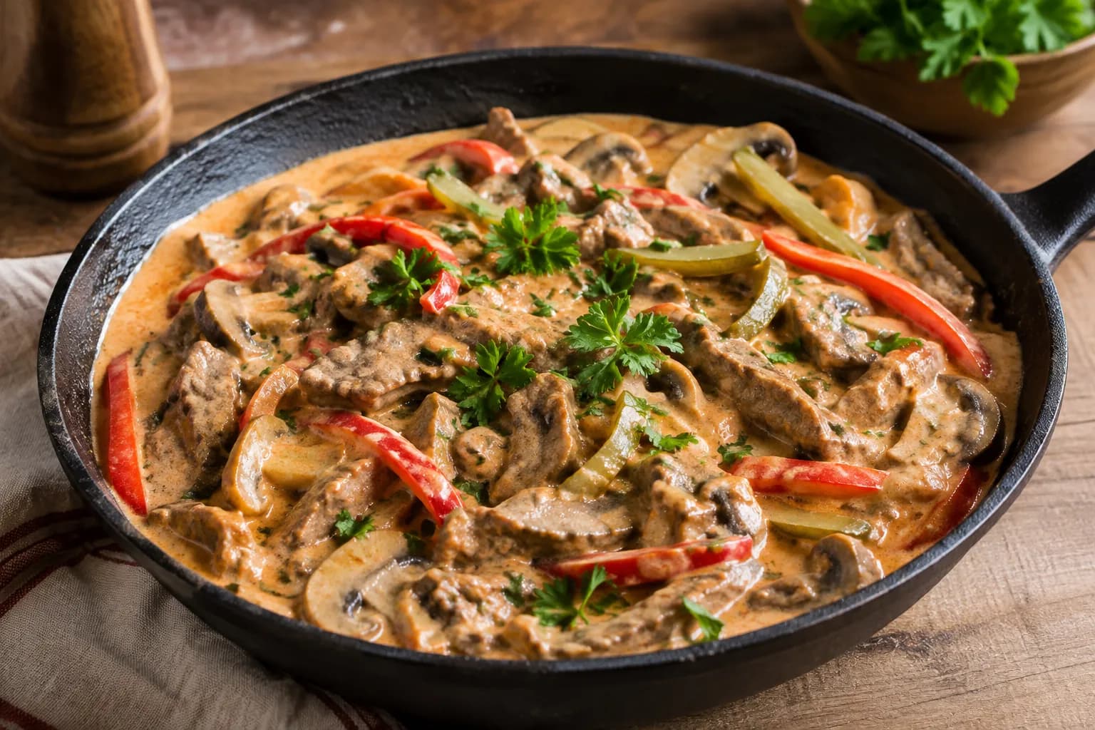 Rindsfilet Stroganoff in 20 Minuten