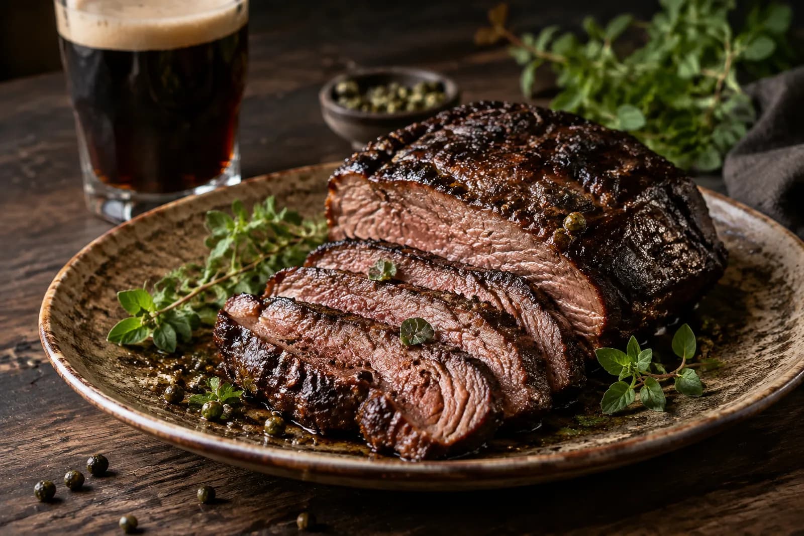 Rindsherz mit dunkler Biermarinade
