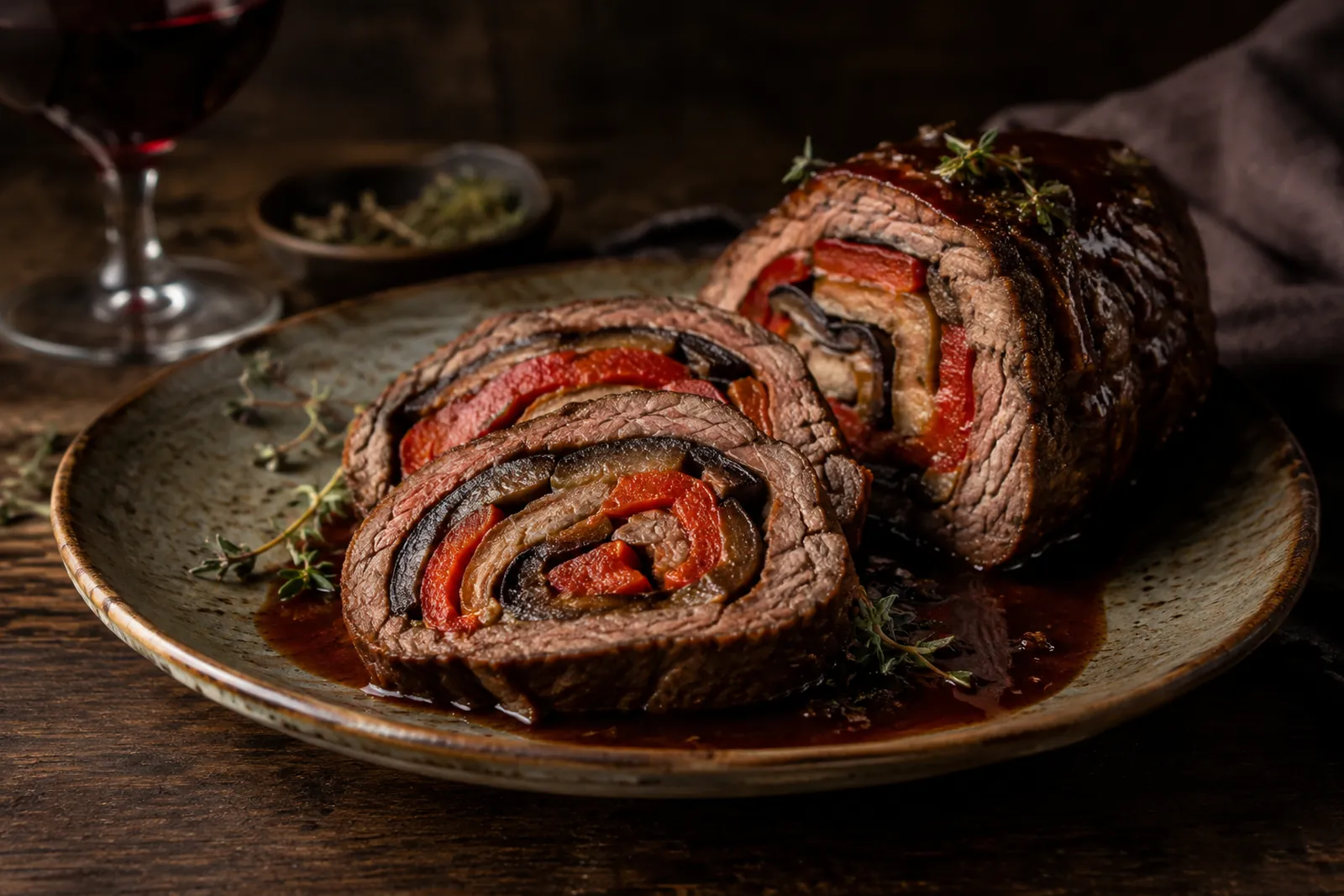 Rindsrollbraten mit Peperoni-Füllung