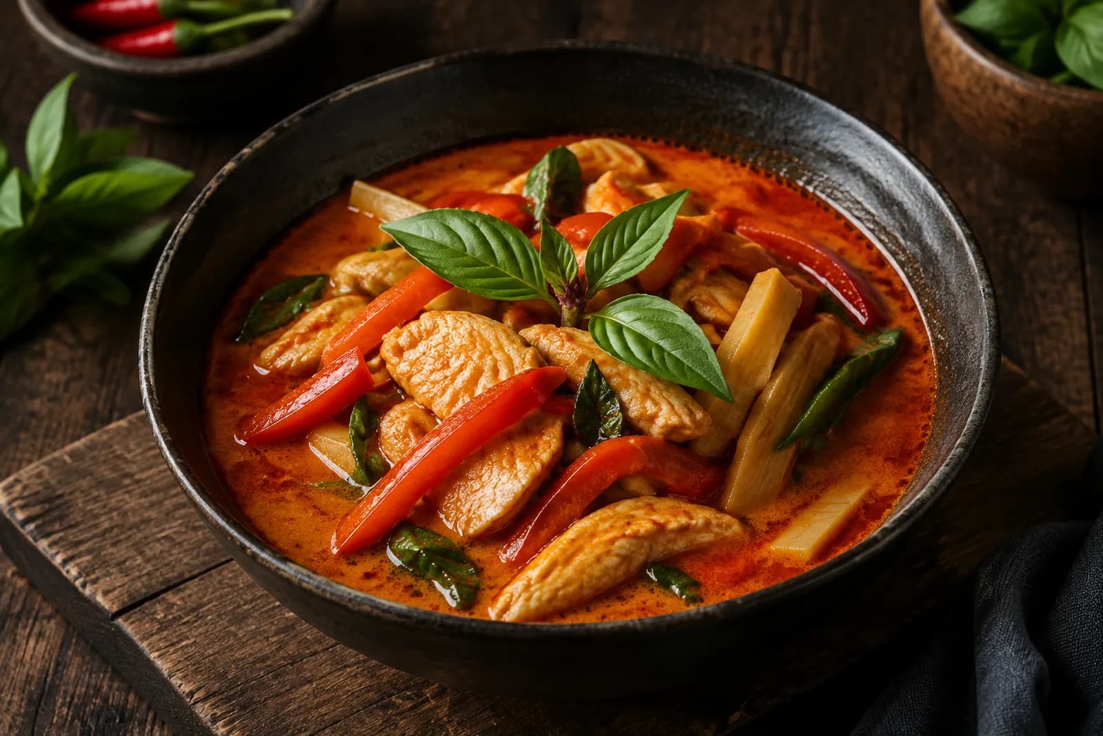 Rotes Thai-Curry mit Poulet