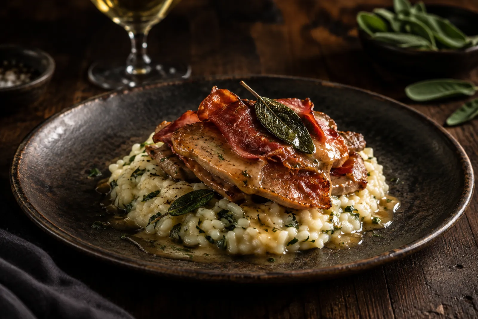 Saltimbocca vom Kalb mit Kräuterrisotto