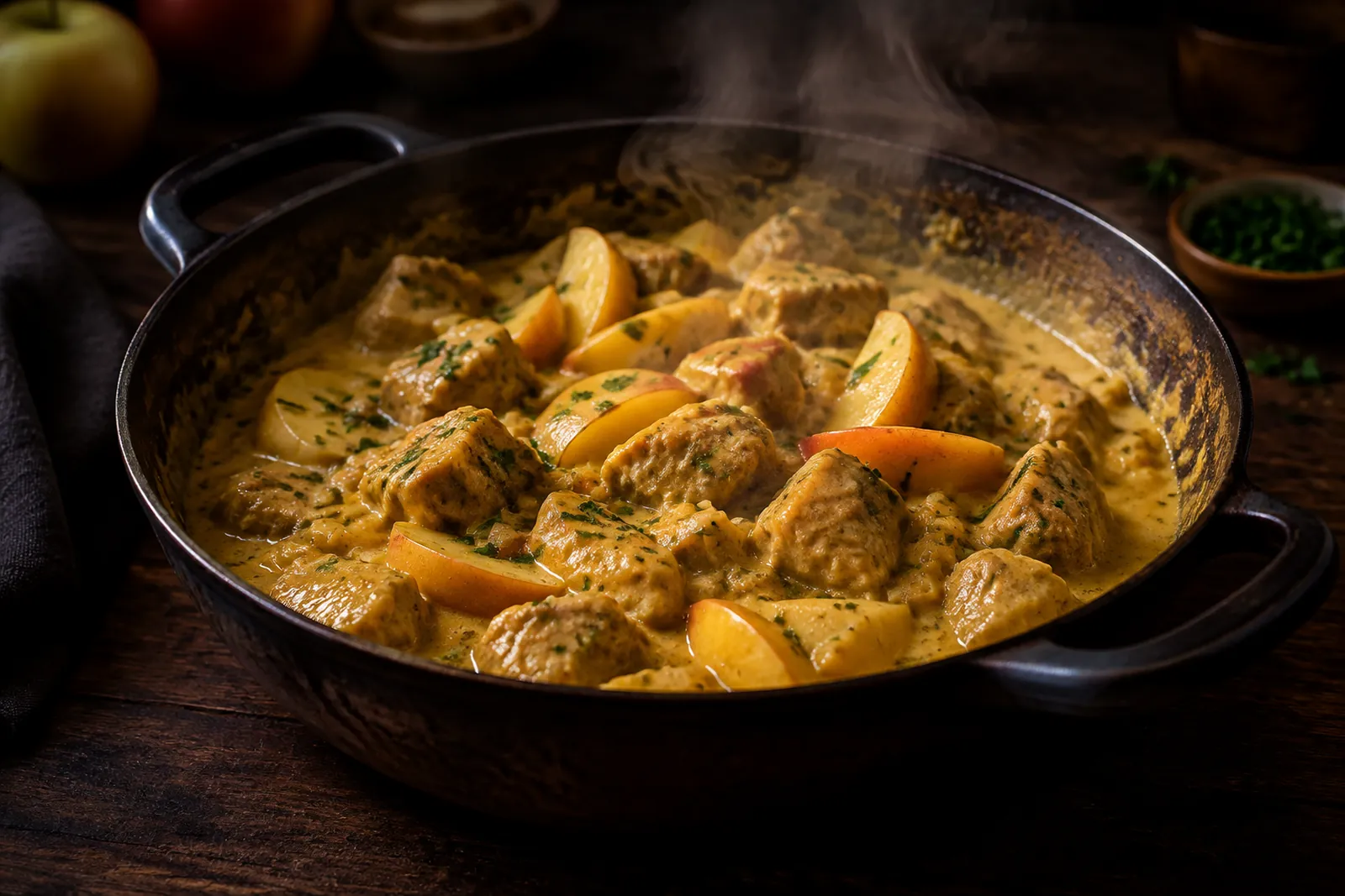 Schweinsragout mit Curry und Äpfeln
