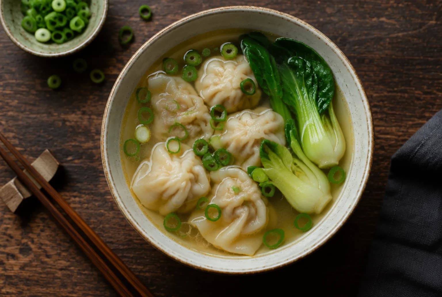 Wonton-Suppe mit Schweinehack