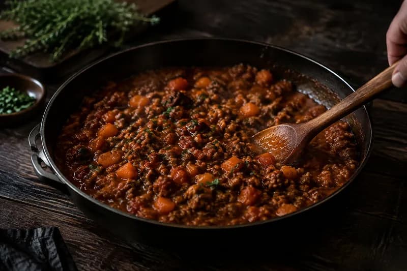 Hackfleischsauce kochen
