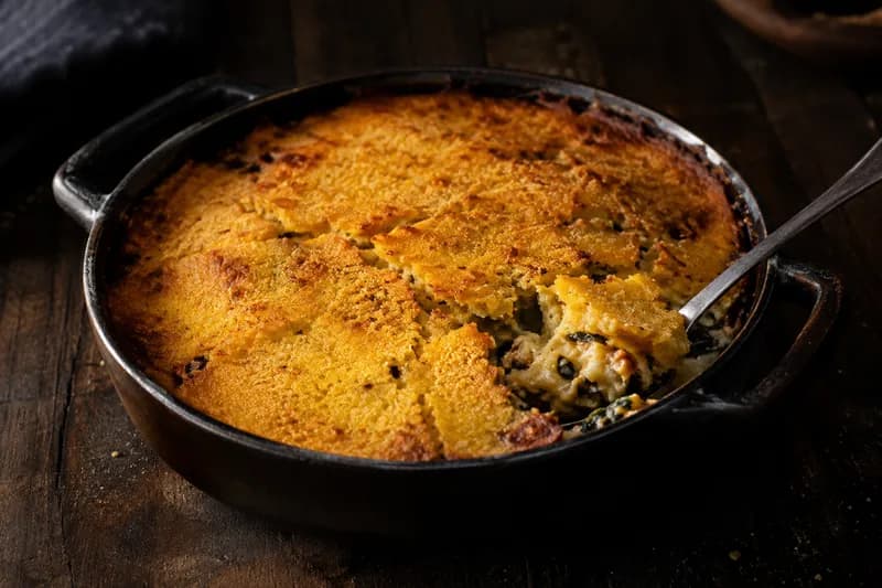 Überbacken und servieren