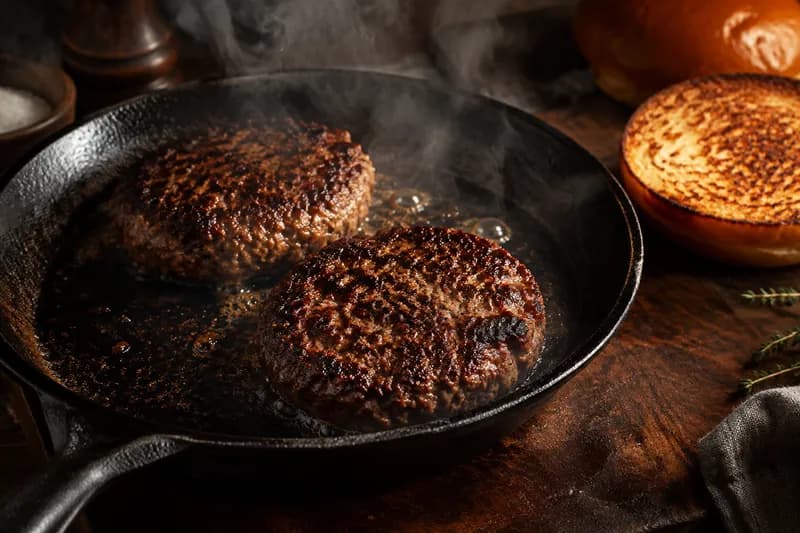 Brötchen toasten und Patties braten