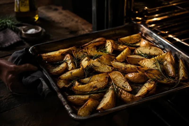 40 Minuten vorher: Wedges in den Ofen