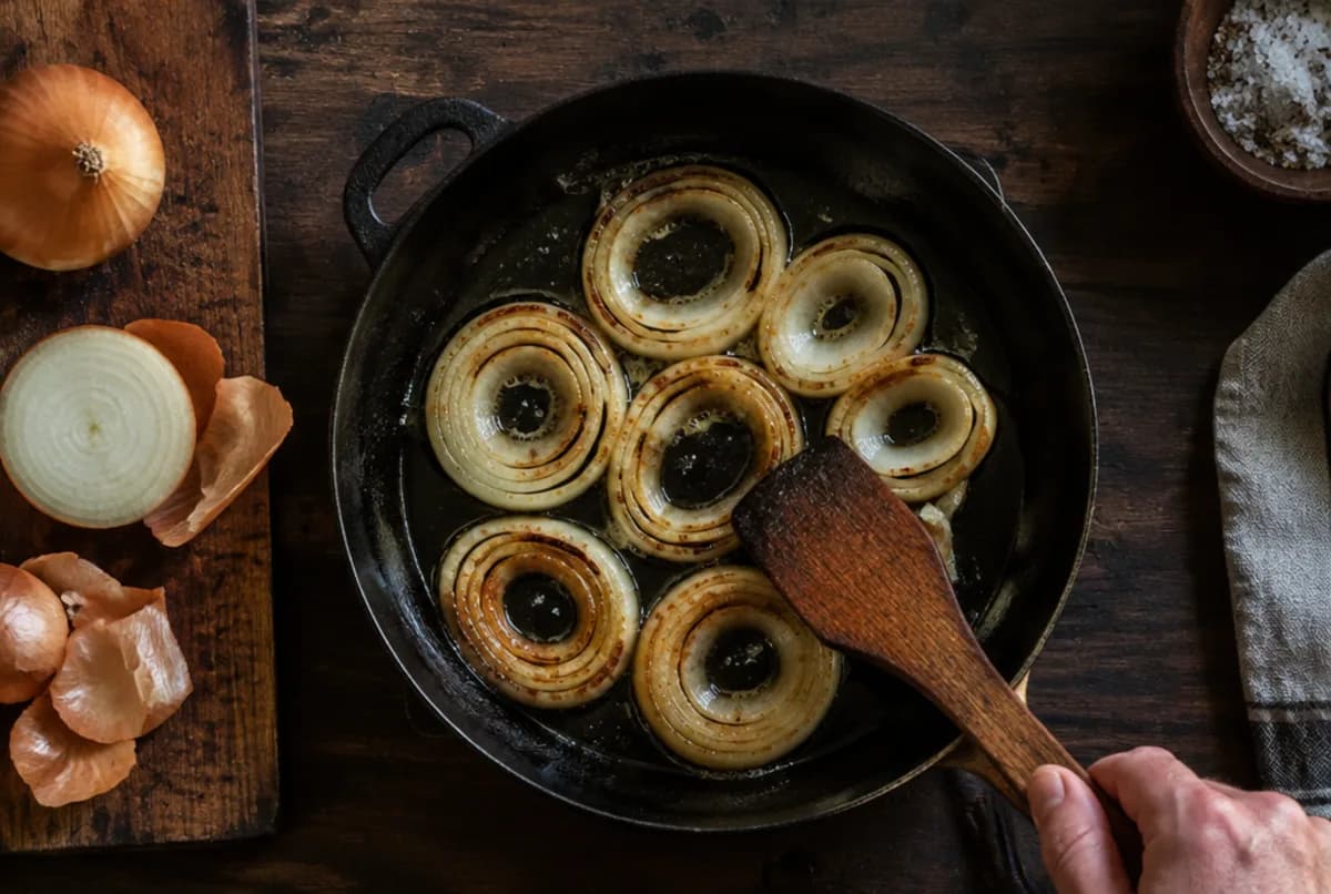 Zwiebelringe weich braten