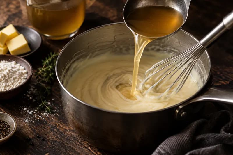 Sauce mit Mehlschwitze binden