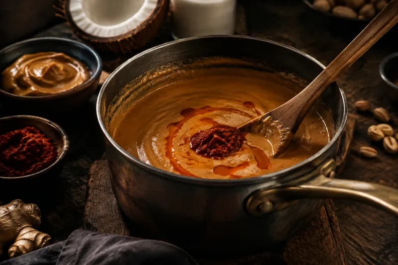 Erdnuss-Sauce kochen