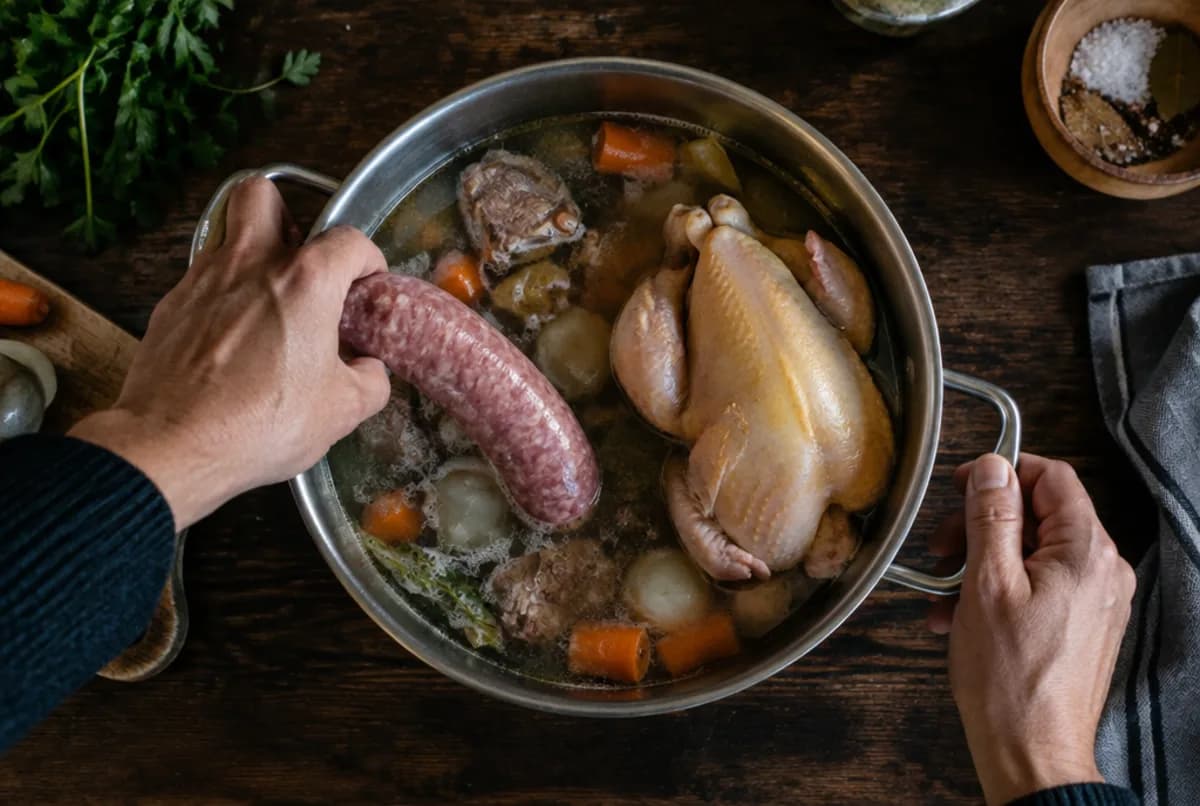 Cotechino und Poulet mitgaren