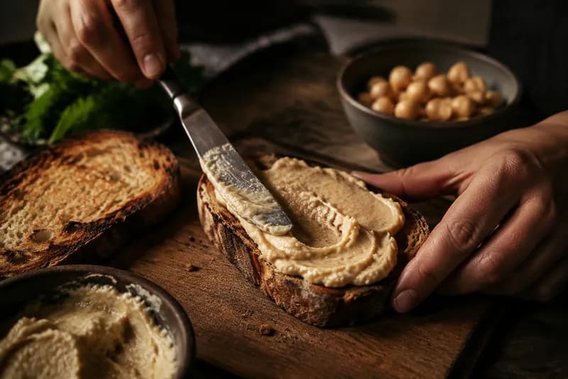 Mit Hummus bestreichen