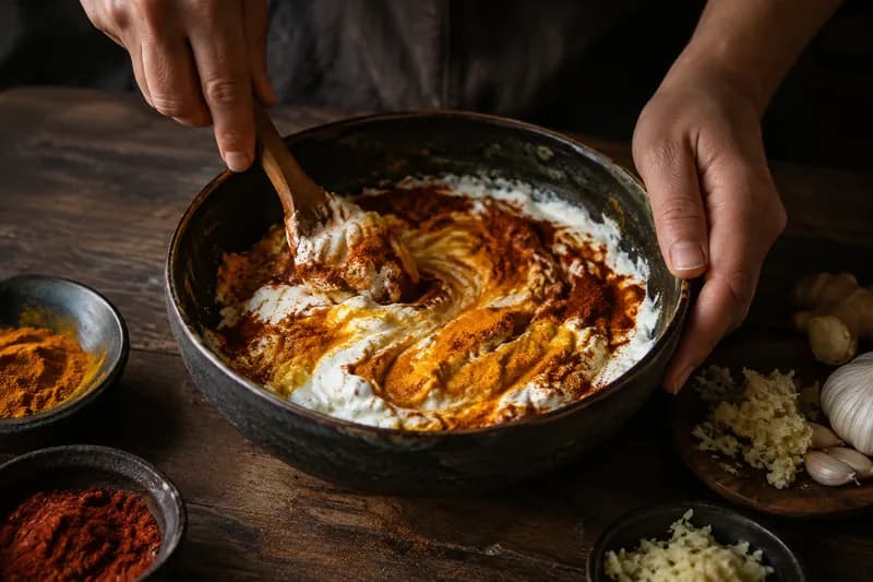 Joghurtmarinade mischen