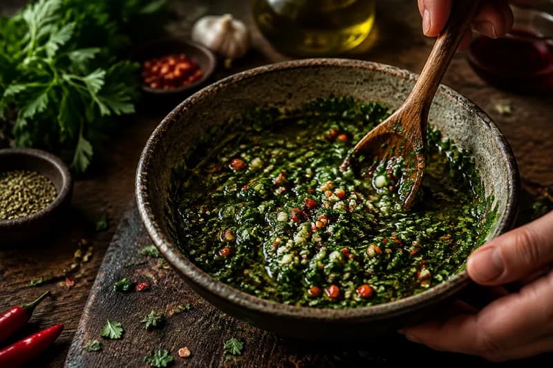 Chimichurri mischen und ziehen lassen