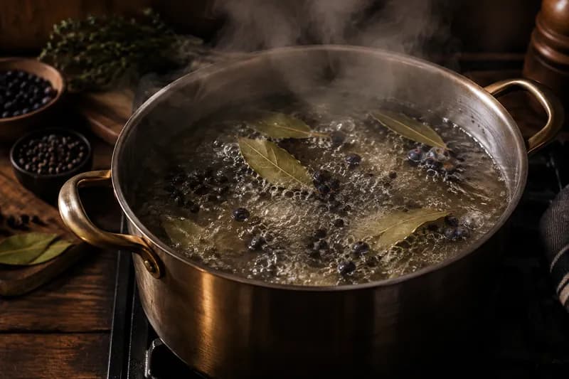 Wasser mit Gewürzen aufkochen