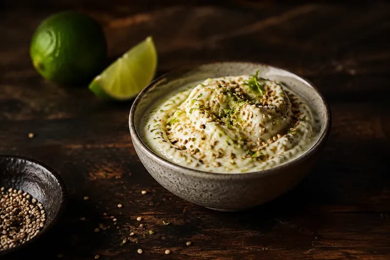 Limetten-Sesam-Mayonnaise rühren