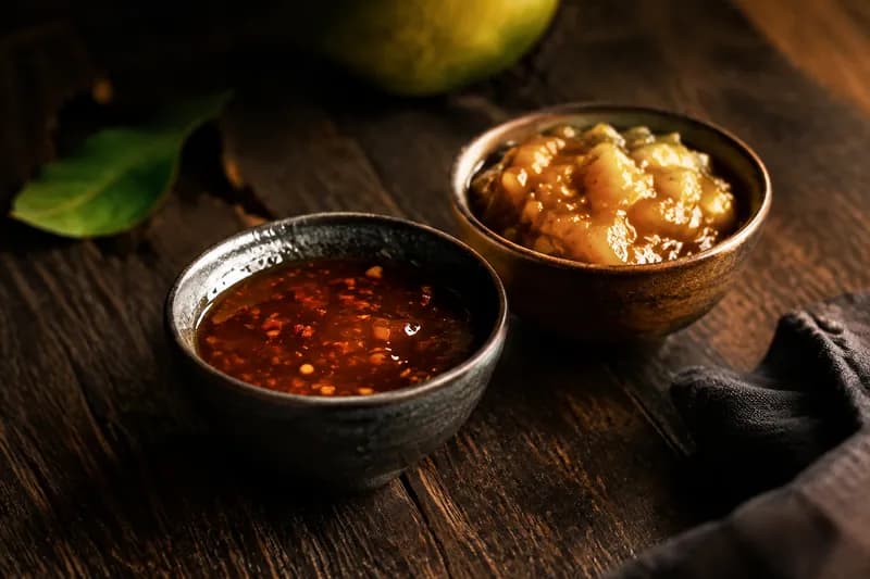 Fischsauce und Mango-Chutney kochen