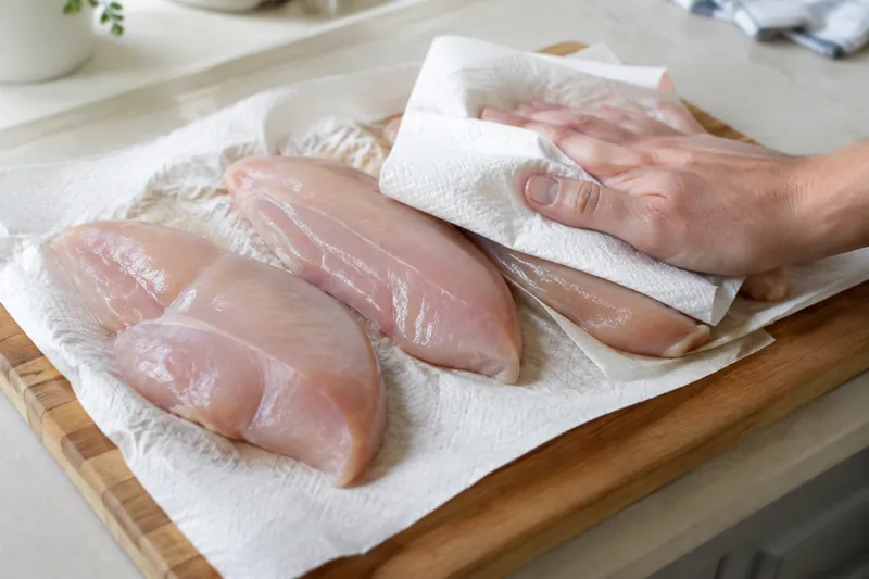 Pouletbrüste temperieren und trocknen