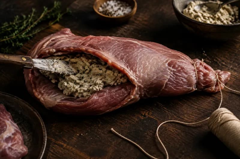 Brust füllen und schliessen
