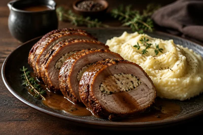 Bratensauce und Anschneiden