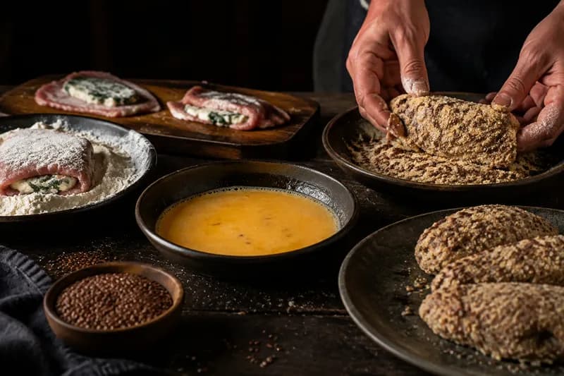 Schnitzel klopfen und füllen