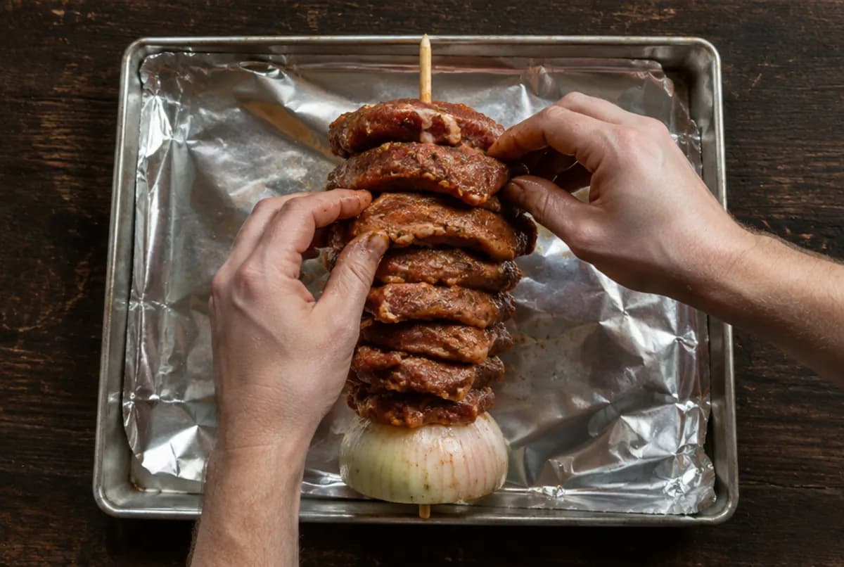 Spiess-Methode: Gyros-Turm aufsetzen