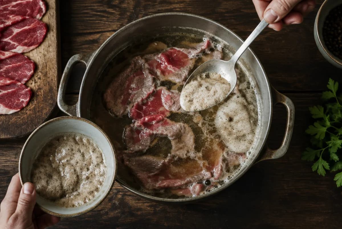 Fleisch pochieren