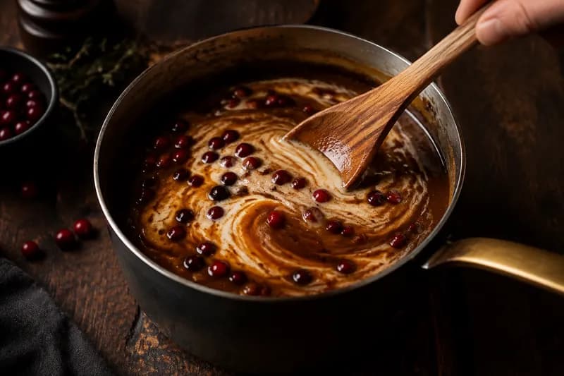 Preiselbeer-Rahmsauce kochen